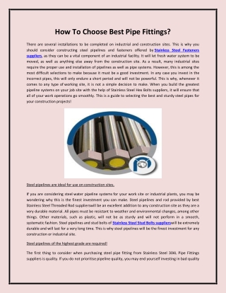 how to choose best pipe fittings