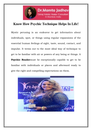 know how psychic technique helps in life
