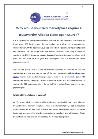 Why would your B2B marketplace require a trustworthy Alibaba clone open source?