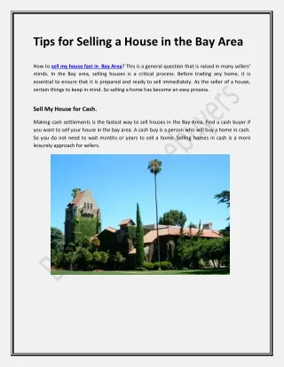Tips for selling a house in the Bay area