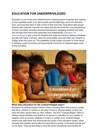 education for underprivileged
