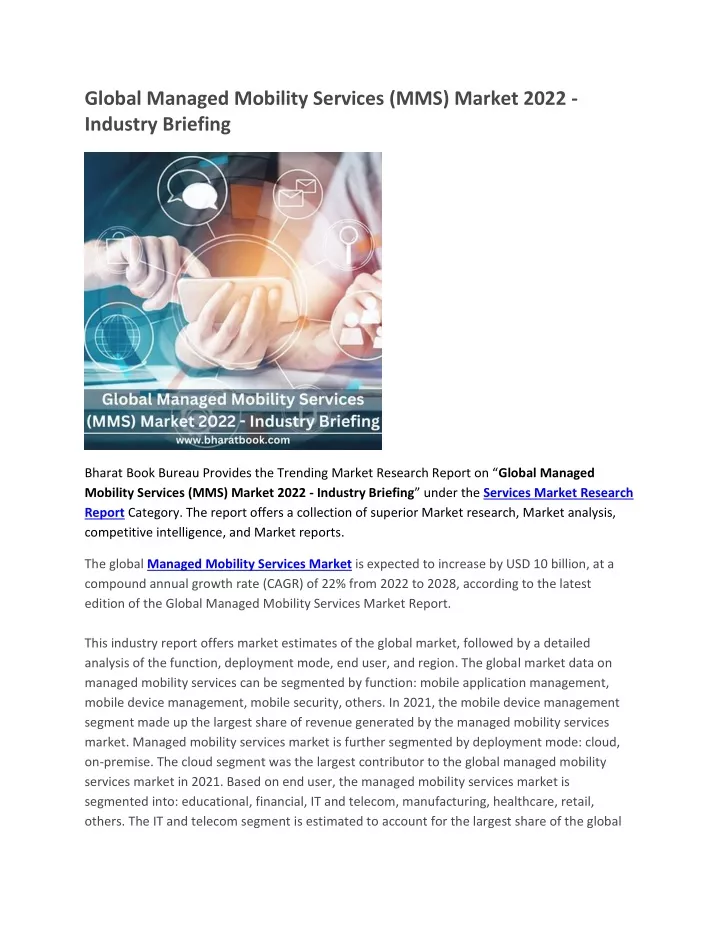 global managed mobility services mms market 2022