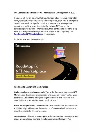 the complete roadmap for nft marketplace