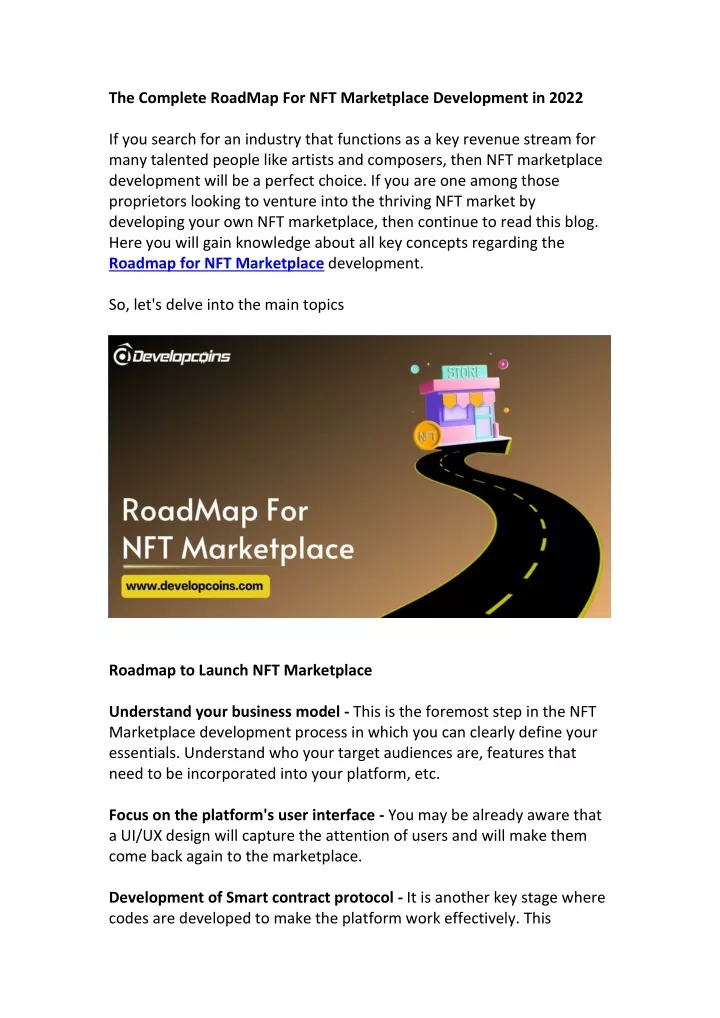 the complete roadmap for nft marketplace