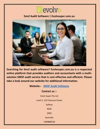 Smsf Audit Software | Evolvsuper.com.au