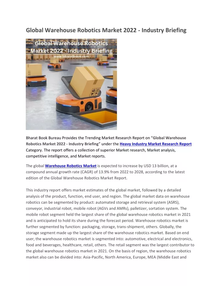 global warehouse robotics market 2022 industry