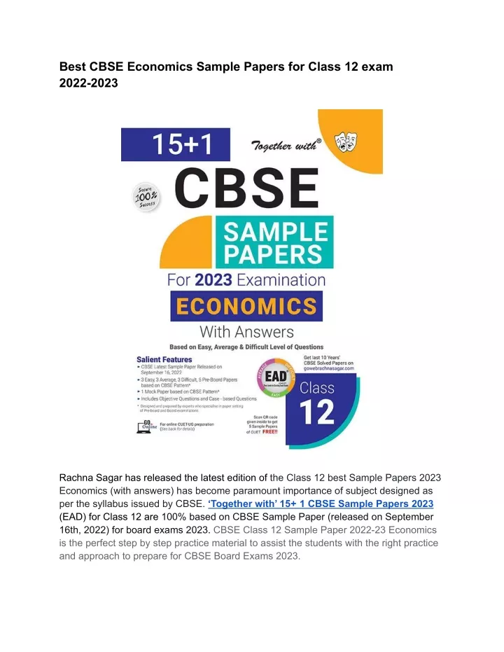 best cbse economics sample papers for class