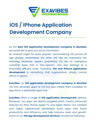 Best IOS app development company - Exavibes