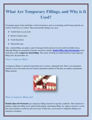 what are temporary fillings and why is it used