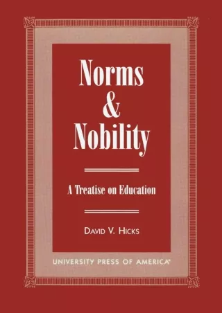 ePUB  Norms and Nobility A Treatise on Education