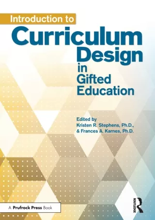 ePUB  Introduction to Curriculum Design in Gifted Education