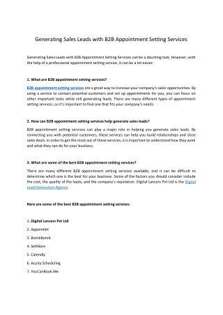 generating sales leads with b2b appointment