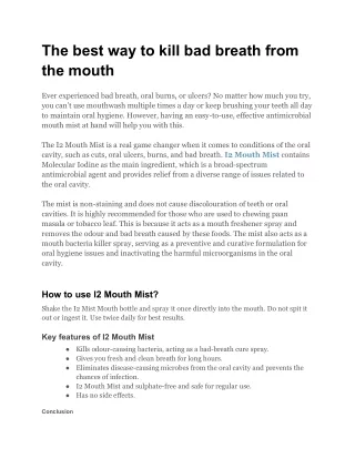 The best way to kill bad breath from the mouth
