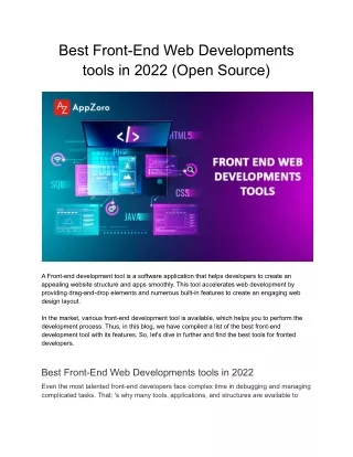 Best Front End Web Developments tools in 2022 (Open Source)