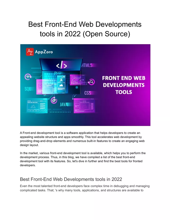 best front end web developments tools in 2022