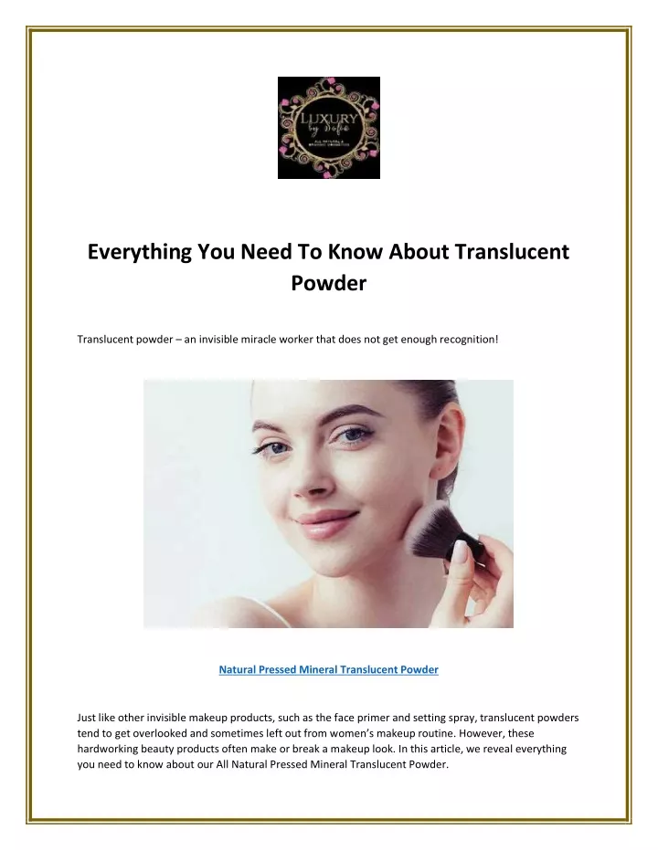 PPT - Everything You Need To Know About Translucent Powder PowerPoint ...