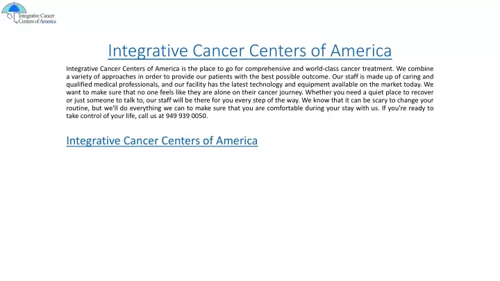 integrative cancer centers of america