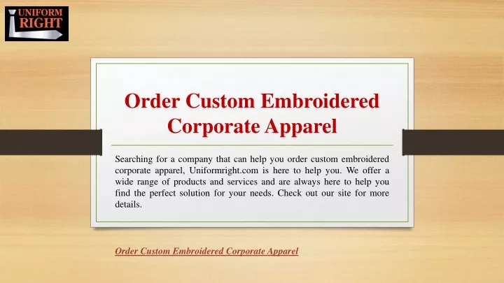 order custom embroidered corporate apparel