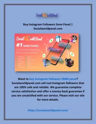 Buy Instagram Followers Smm Panel | Socialworldpanel.com
