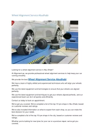 wheel alignment service abudhabi