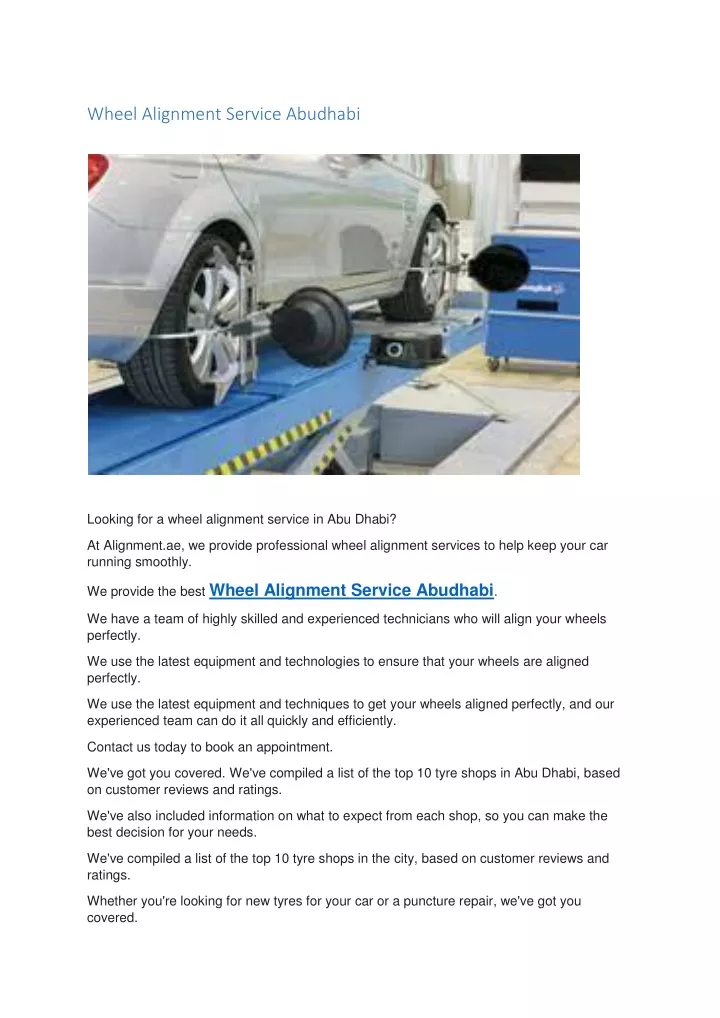 wheel alignment service abudhabi