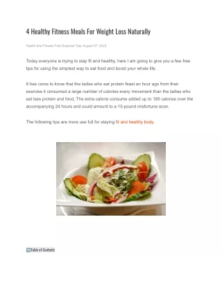 4 Healthy Fitness Meals For Weight Loss Naturally