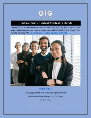 Customer Service Virtual Assistant In Florida  Etgsolution