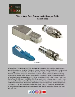 This Is Your Best Source to Get Copper Cable Assemblies