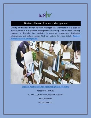 Business Human Resource Management  Wahr.com