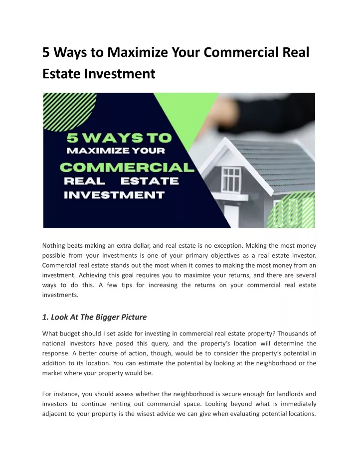 5 ways to maximize your commercial real estate