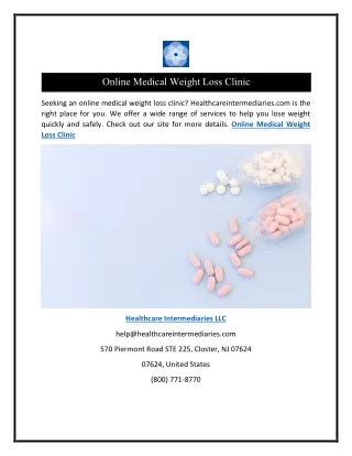 Online Medical Weight Loss Clinic  Healthcareintermediaries