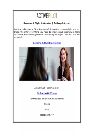 Become A Flight Instructor Activepilot.com