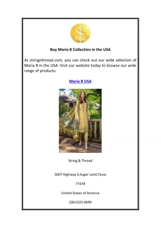 Buy Maria B Collection in the USA