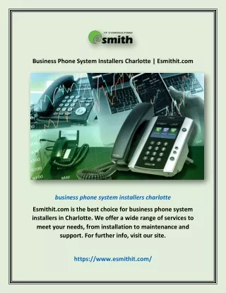 Business Phone System Installers Charlotte | Esmithit.com