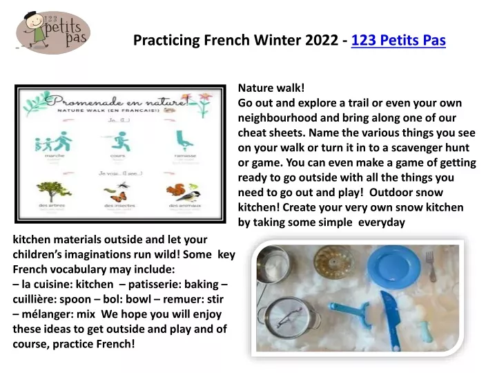 practicing french winter 2022 123 petits pas
