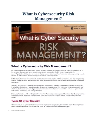 what is cybersecurity risk management