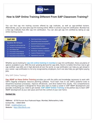 How Is SAP Online Training Different From SAP Classroom Training