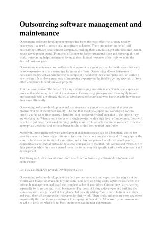outsourcing software management and maintenance