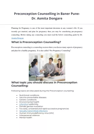 preconception counselling in baner pune dr asmita