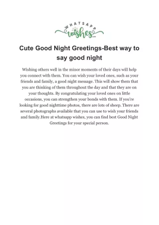 Cute Good Night Greetings-Best way to say good night