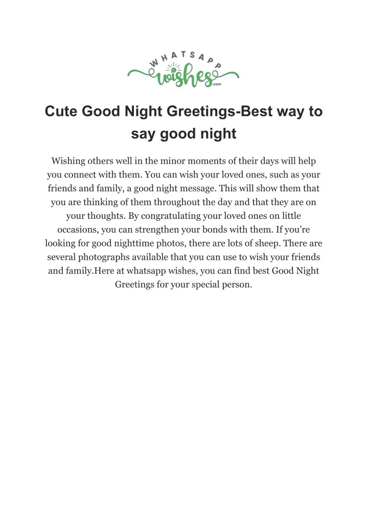 cute good night greetings best way to say good
