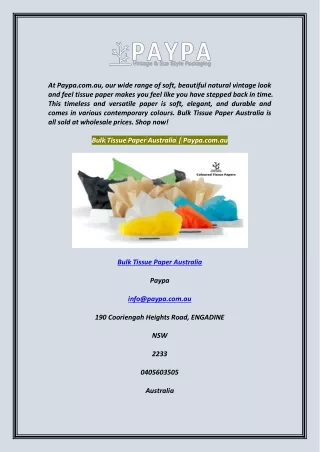 Bulk Tissue Paper Australia  Paypa.com.au