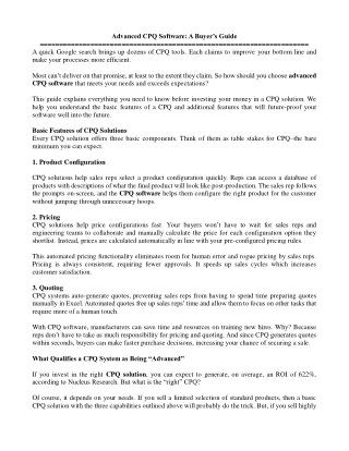 advanced cpq software a buyer s guide