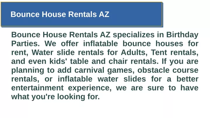 bounce house rentals az