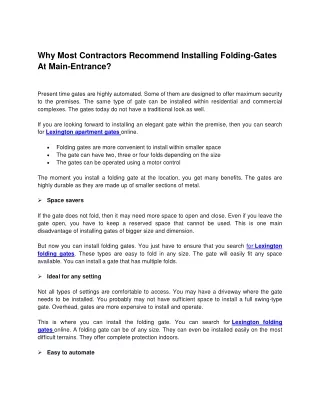 why most contractors recommend installing folding