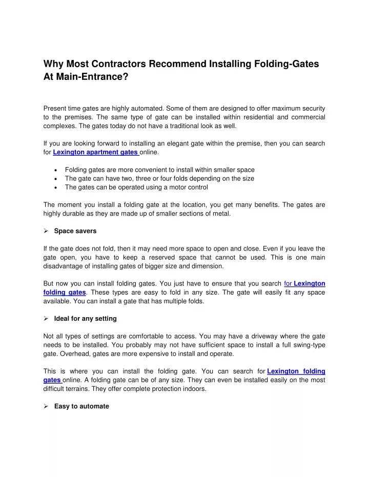 why most contractors recommend installing folding