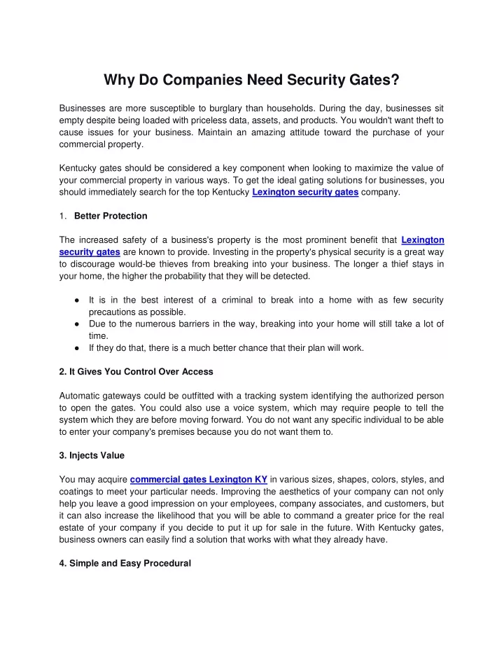 why do companies need security gates