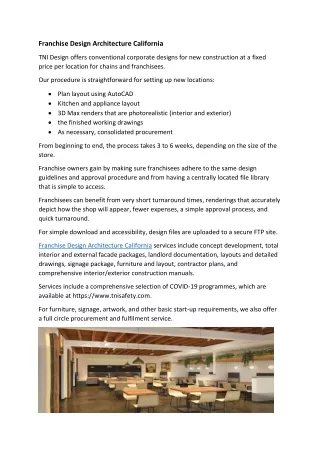 franchise design architecture california