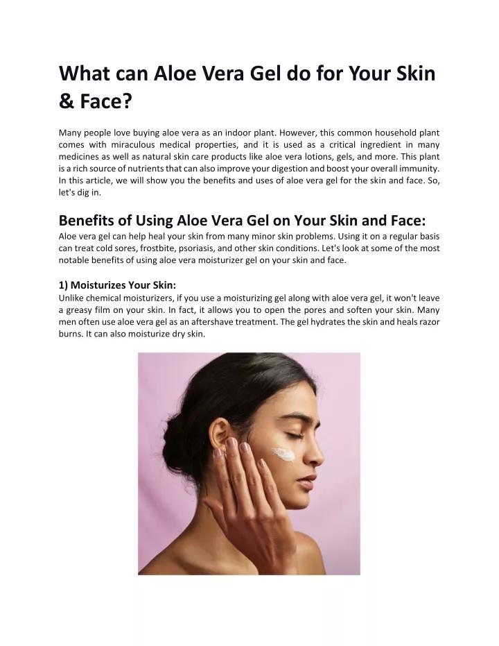 what can aloe vera gel do for your skin face many