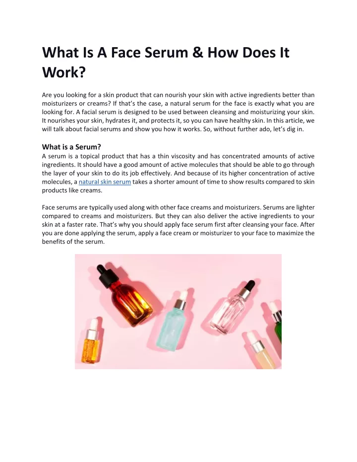 what is a face serum how does it work